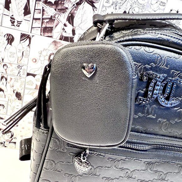 JUICY COUTURE ALL ABOUT THAT BLING SATCHEL CROSSBODY BACKPACK & POUCH LICORICE - Picture 4 of 10